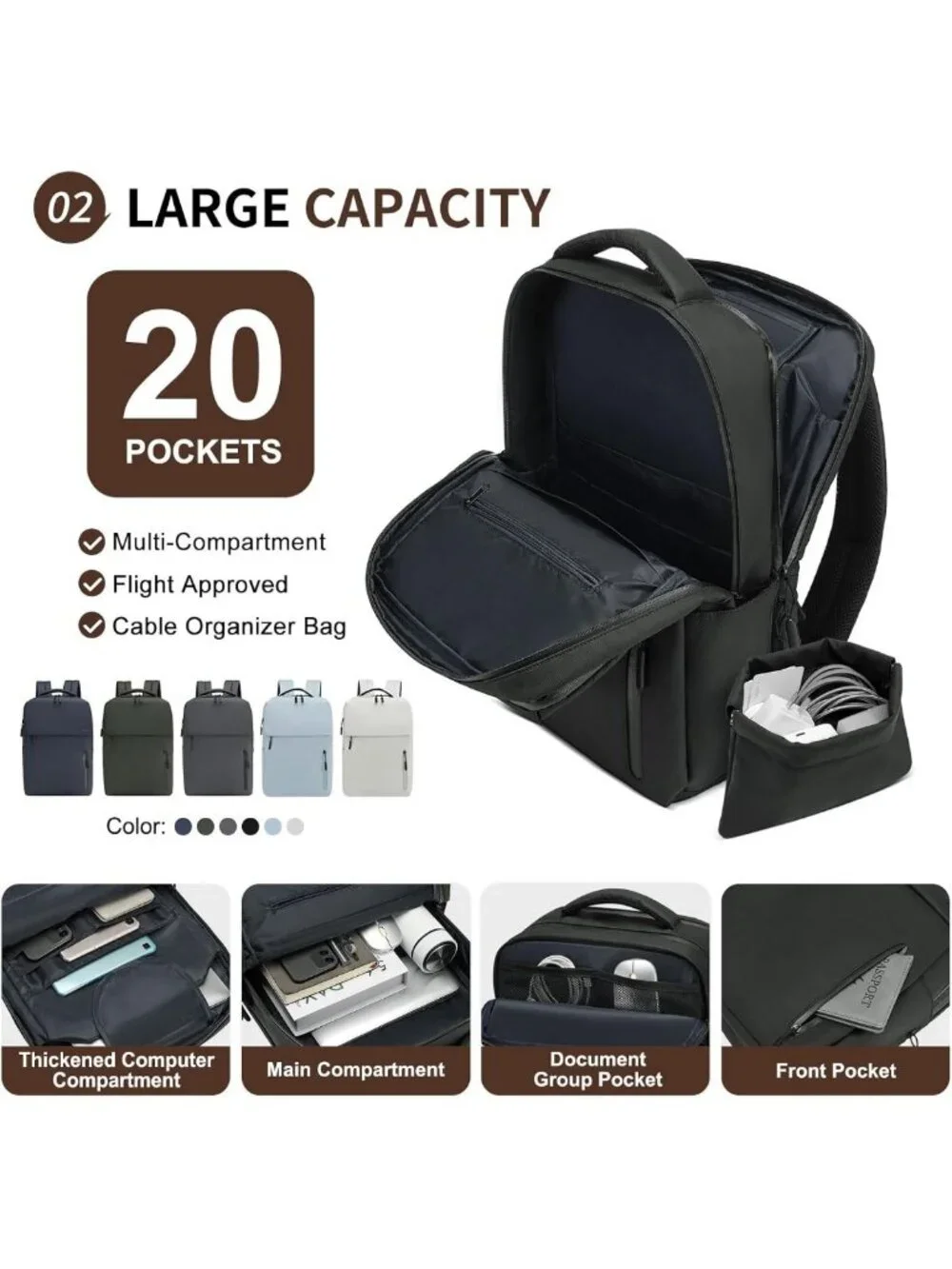 Stylish 20L Laptop Backpack for 15.6